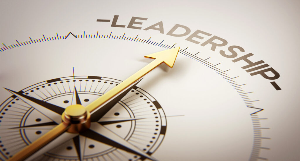 Compass pointing towards leadership direction.