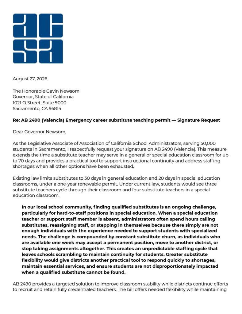 AB-2490-Valencia-Request-for-Signature-Association-of-California AB 2490 Valencia Sample Letter